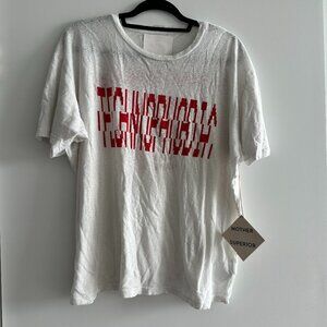 MOTHER DENIM  The Rowdy Tee Shirt  in Technophobia White NWT Size LARGE